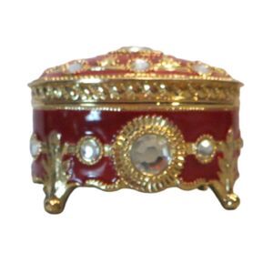 Jewely Music Box Red Enamel Rhinestones Plays Swan Lake